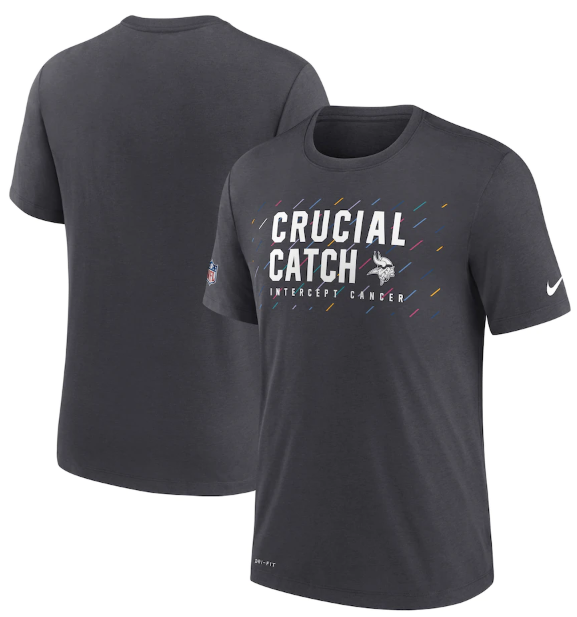 Men's Minnesota Vikings Charcoal 2021 Crucial Catch Performance T-Shirt Men's Minnesota Vikings Charcoal 2021 Crucial Catch Performance T-Shirt